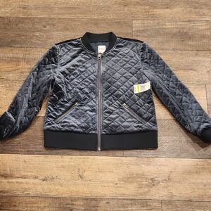 Kensie Jeans Quilted Velvet Bomber Jacket